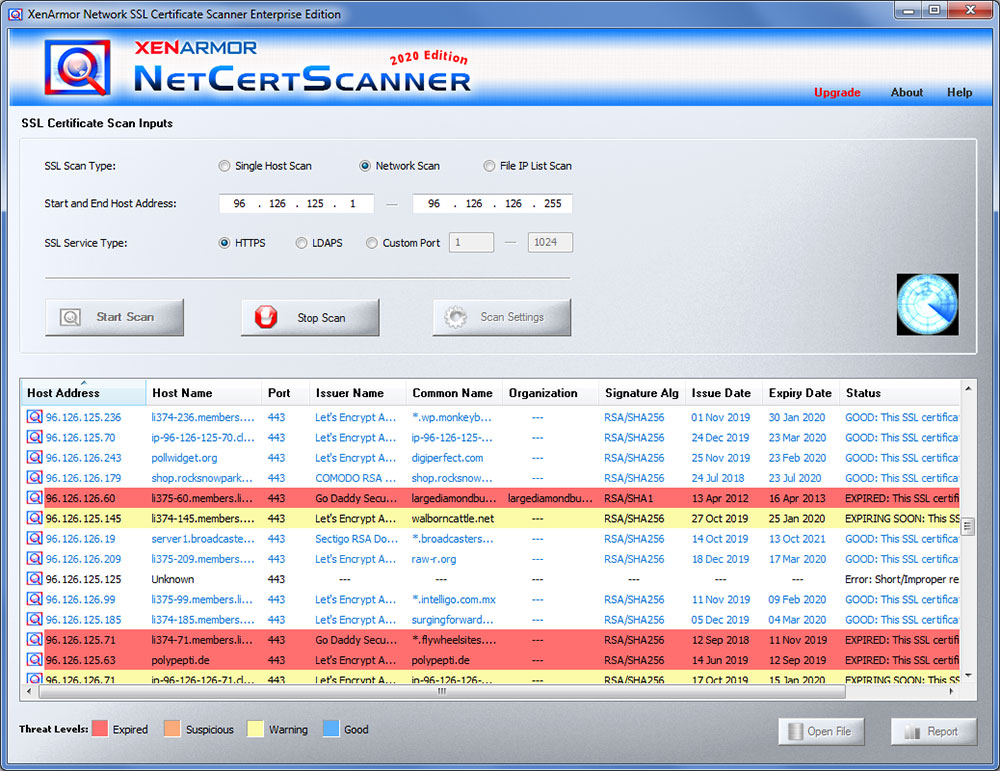 XenArmor Network SSL Certificate Scanner screenshot