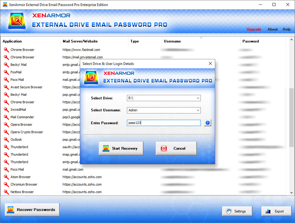 External Drive Email Password Pro screenshot