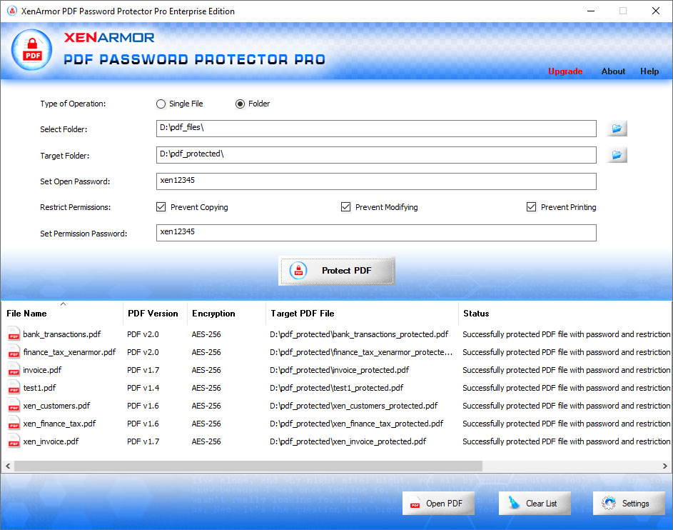 PDF Password Protector Pro screenshot