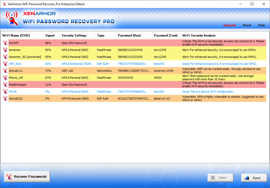 XenArmor WiFi Password Recovery Pro screenshot
